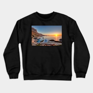 The sunrise from the famous Agia Anna in Amorgos island, Greece Crewneck Sweatshirt